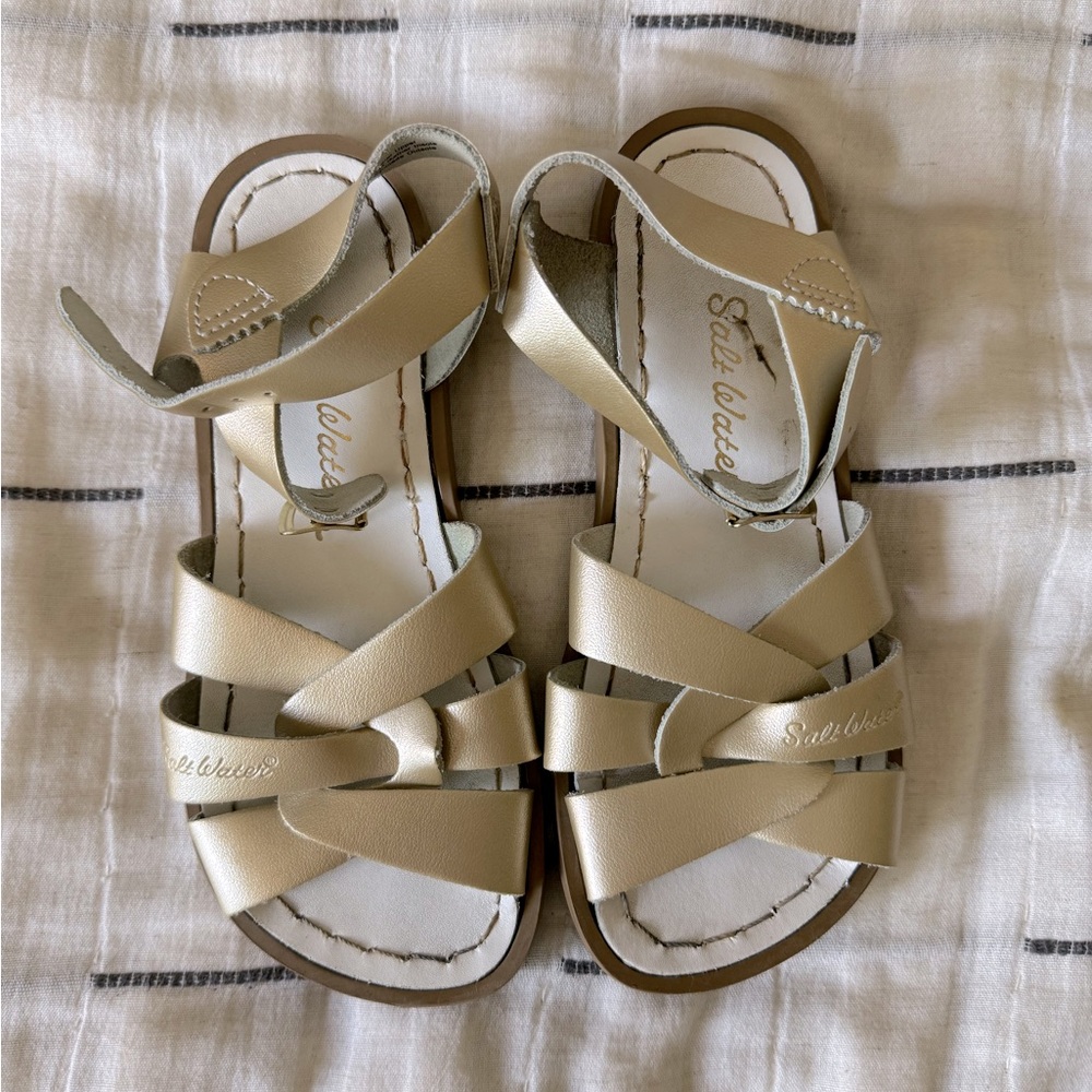 Gold Saltwater Sandals, Size 13